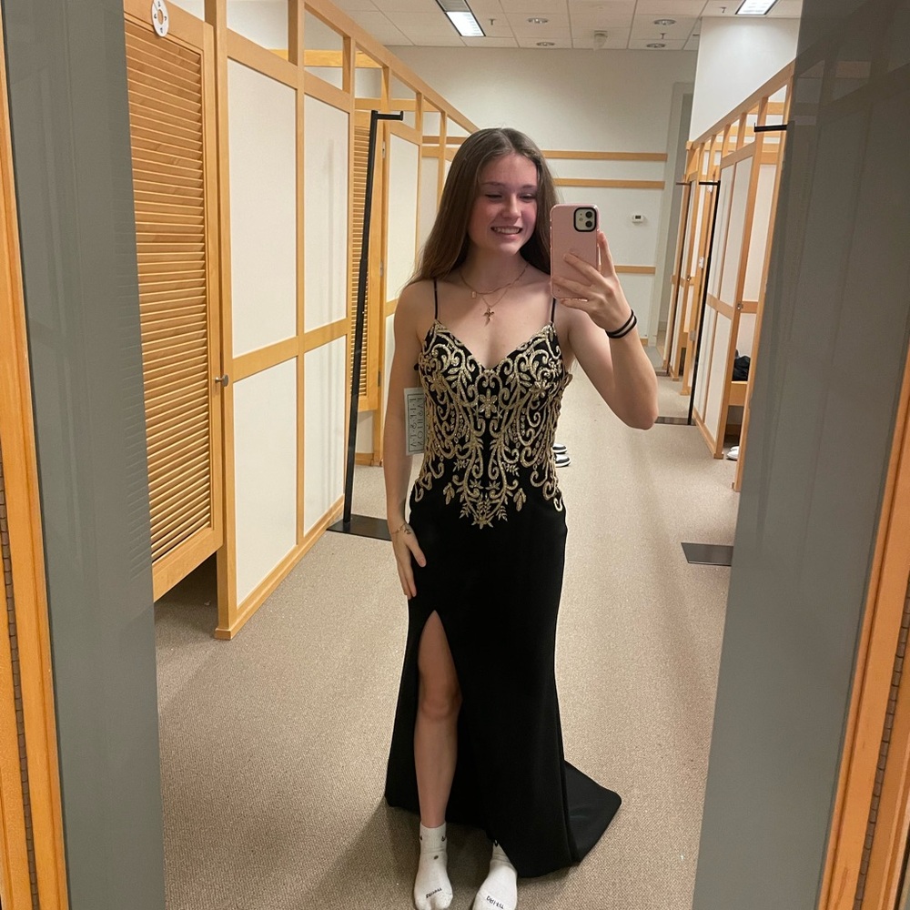 Gold black Prom/evening gown brand new never worn